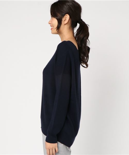 RIVE DROITE（リヴドロワ）の「カシミヤ混片畦Vネックプルオーバー（ニット/セーター・レディース・オフホワイト/ネイビー/ミント・FREE）」の4枚目の写真