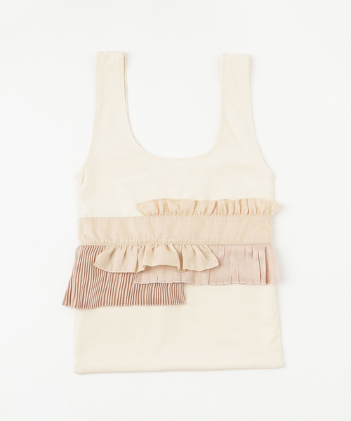 merlot plus（メルロープリュス）の「プリーツ×フリルラインバッグ7318（トートバッグ・レディース・ライトグレー/ブラック/ベージュ/ピンク・FREE）」の3枚目の写真