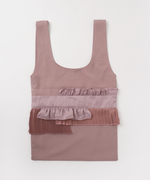 merlot plus（メルロープリュス）の「プリーツ×フリルラインバッグ7318（トートバッグ・レディース・ライトグレー/ブラック/ベージュ/ピンク・FREE）」の4枚目の写真