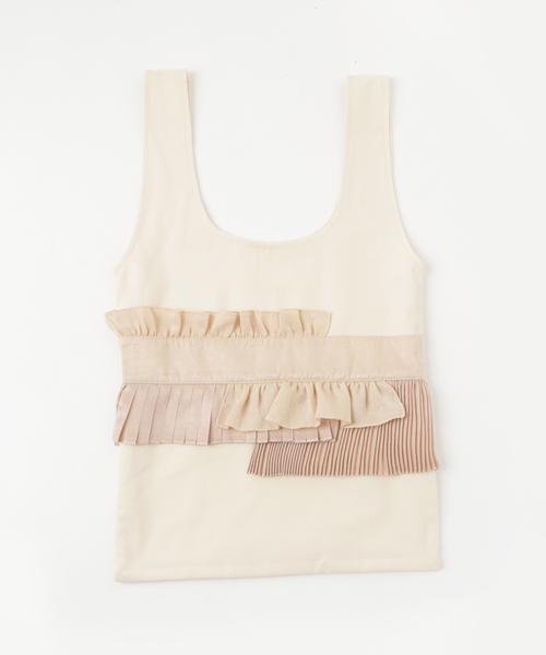 merlot plus（メルロープリュス）の「プリーツ×フリルラインバッグ7318（トートバッグ・レディース・ライトグレー/ブラック/ベージュ/ピンク・FREE）」の5枚目の写真