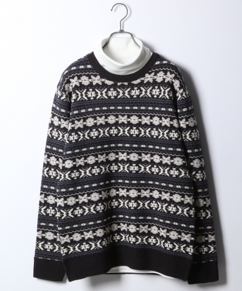 RAGEBLUE(レイジブルー)の「ジャガードニットクルー/779977(ニット/セーター・メンズ・ホワイト/ネイビー/グレー/ワインレッド・SMALL/MEDIUM/LARGE)」の4枚目の写真