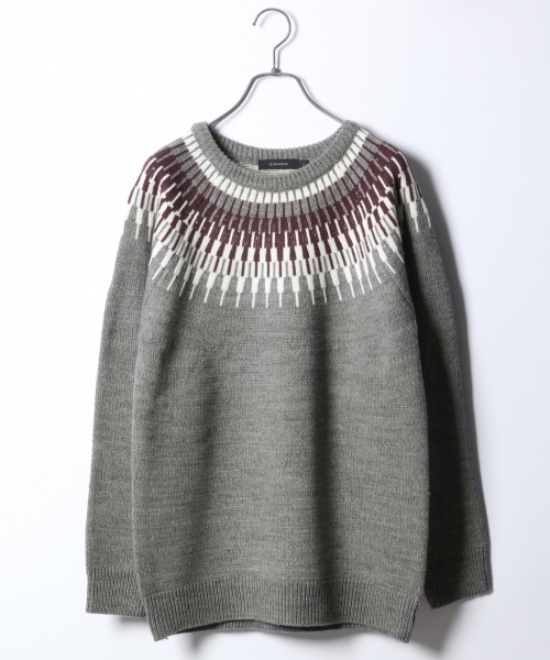 RAGEBLUE(レイジブルー)の「ジャガードニットクルー/779977(ニット/セーター・メンズ・ホワイト/ネイビー/グレー/ワインレッド・SMALL/MEDIUM/LARGE)」の3枚目の写真