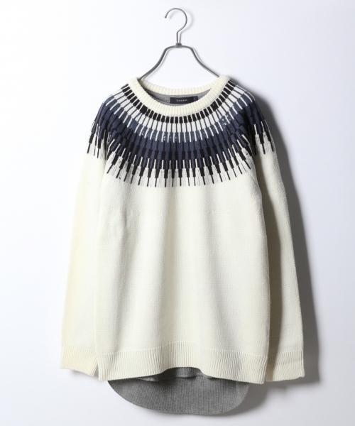 RAGEBLUE(レイジブルー)の「ジャガードニットクルー/779977(ニット/セーター・メンズ・ホワイト/ネイビー/グレー/ワインレッド・SMALL/MEDIUM/LARGE)」の2枚目の写真