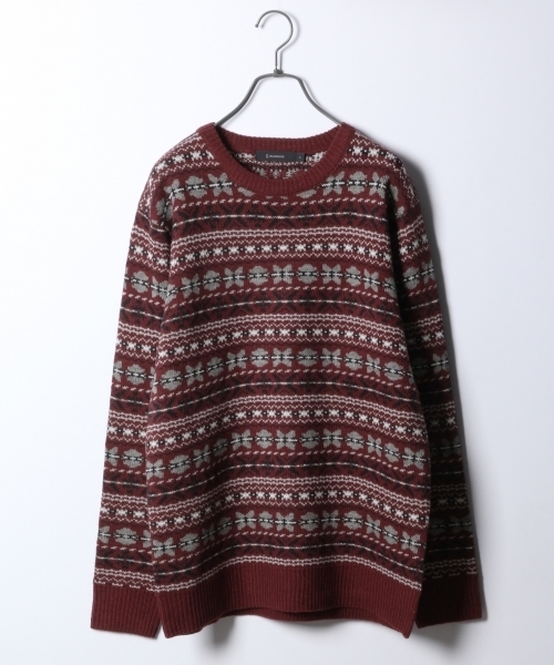 RAGEBLUE(レイジブルー)の「ジャガードニットクルー/779977(ニット/セーター・メンズ・ホワイト/ネイビー/グレー/ワインレッド・SMALL/MEDIUM/LARGE)」の1枚目の写真