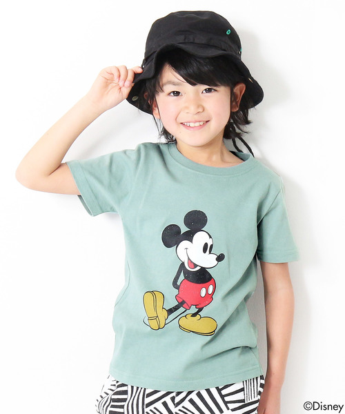 Disney（ディズニー）の「かすれミッキープリント半袖Tシャツ カットソー（Tシャツ/カットソー・キッズ・ホワイト/カーキ/杢グレー/グリーン系その他/スミクロ/スモークピンク・100cm/110cm/120cm/130cm/140cm/150cm/160cm）」の5枚目の写真