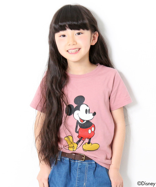Disney（ディズニー）の「かすれミッキープリント半袖Tシャツ カットソー（Tシャツ/カットソー・キッズ・ホワイト/カーキ/杢グレー/グリーン系その他/スミクロ/スモークピンク・100cm/110cm/120cm/130cm/140cm/150cm/160cm）」の6枚目の写真