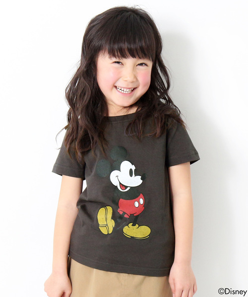 Disney（ディズニー）の「かすれミッキープリント半袖Tシャツ カットソー（Tシャツ/カットソー・キッズ・ホワイト/カーキ/杢グレー/グリーン系その他/スミクロ/スモークピンク・100cm/110cm/120cm/130cm/140cm/150cm/160cm）」の3枚目の写真