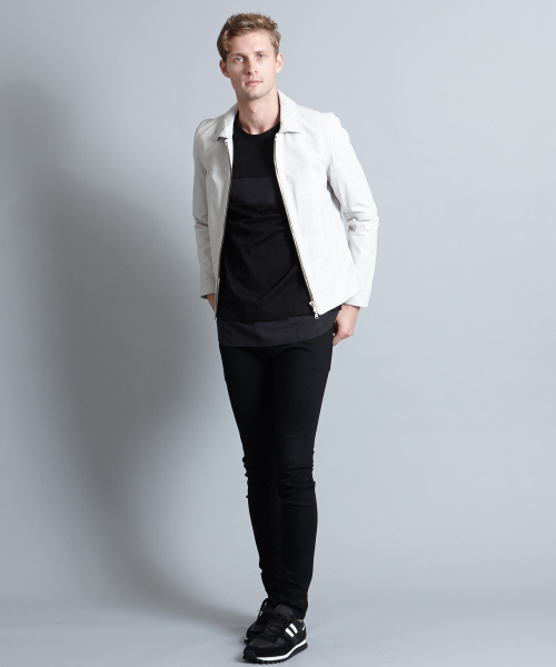 5351 POUR LES HOMMES(ゴーサンゴーイチプールオム)の「ベジタブルラムレザーブルゾン(ライダースジャケット・メンズ・ホワイト/グレー/ブラック・44(S)/46(M)/48(L))」の9枚目の写真