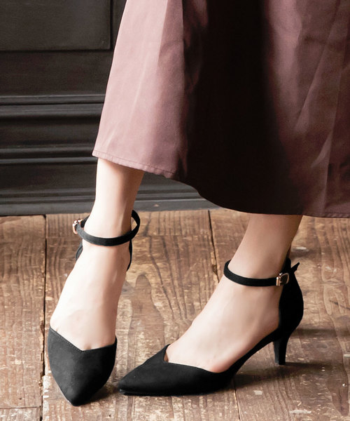 KOBE LETTUCE（コウベレタス）の「Vカットアンクルストラップセパレートパンプス＊レディース/シューズ[I1633]神戸レタス（パンプス・レディース・ベージュ/ピンク系その他/ブラック/チェック/レオパード・L/LL/M/S）」の2枚目の写真