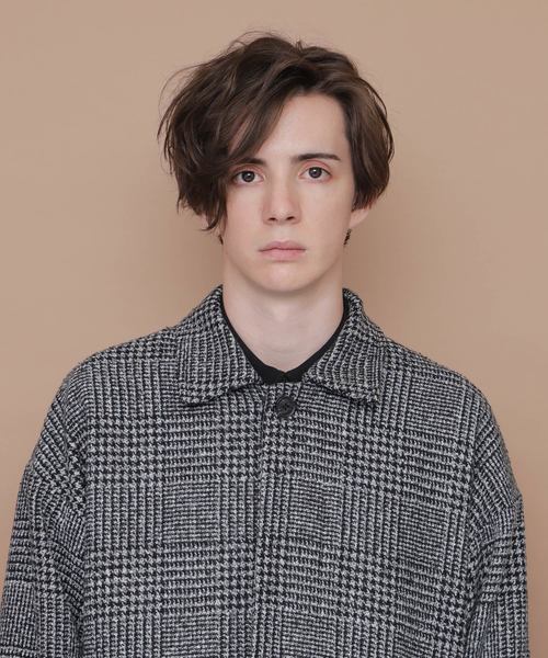 EMMA CLOTHES（エマクローズ）の「ウール混メルトンバルカラーコート（ステンカラーコート・メンズ・ブラック/カーキ/チェック・M/L）」の16枚目の写真