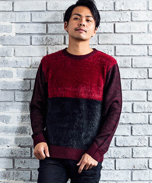AKM Contemporary(エイケイエムコンテンポラリー)の「AKM Contemporary(エイケイエムコンテンポラリー)シャギーMIXカラーブロックニット(ニット/セーター・メンズ・ホワイト系その他/ブラック系その他/ブルー系その他・MEDIUM/LARGE)」の7枚目の写真