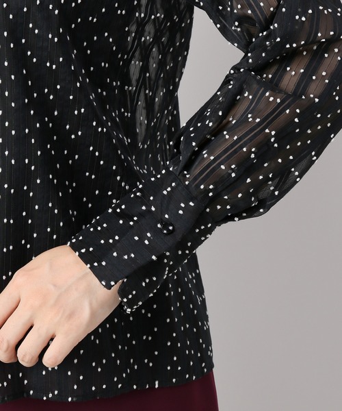IENA（イエナ）の「シアーボンボンデザインブラウス◆（シャツ/ブラウス・レディース・ブラック/アイボリー・FREE）」の4枚目の写真