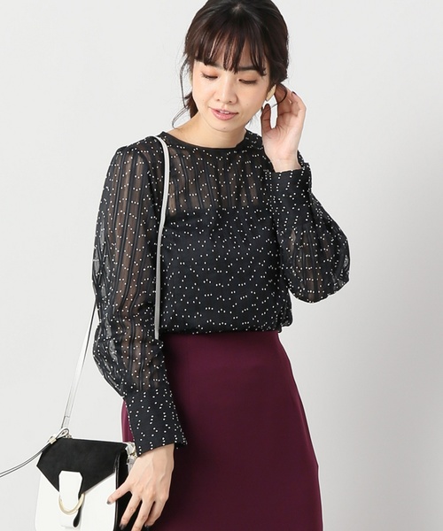 IENA（イエナ）の「シアーボンボンデザインブラウス◆（シャツ/ブラウス・レディース・ブラック/アイボリー・FREE）」の8枚目の写真