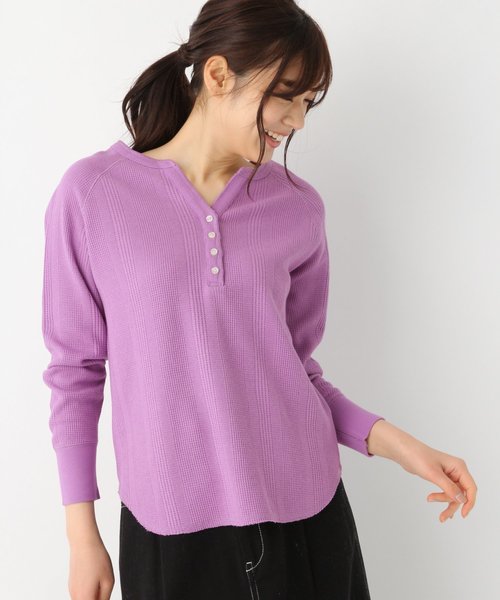 GLOBAL WORK(グローバルワーク)の「【UVカット】USA2WAYワッフルヘンリー/822626(Tシャツ/カットソー・レディース・ネイビー/オフホワイト/ミント/キャメル/パープル系その他4・MEDIUM/LARGE)」の5枚目の写真