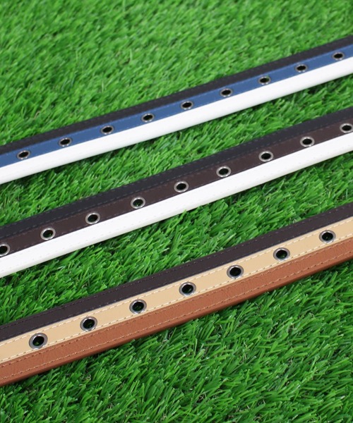 TopIsm（トップイズム）の「フリーサイズホール3ラインアイレットゴルフベルト（ゴルフグッズ・メンズ・ダークブラウン/ベージュ/ブルー・F）」の5枚目の写真