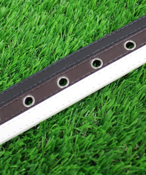 TopIsm（トップイズム）の「フリーサイズホール3ラインアイレットゴルフベルト（ゴルフグッズ・メンズ・ダークブラウン/ベージュ/ブルー・F）」の6枚目の写真