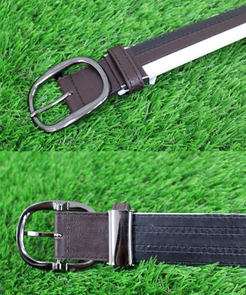 TopIsm（トップイズム）の「フリーサイズホール3ラインアイレットゴルフベルト（ゴルフグッズ・メンズ・ダークブラウン/ベージュ/ブルー・F）」の8枚目の写真