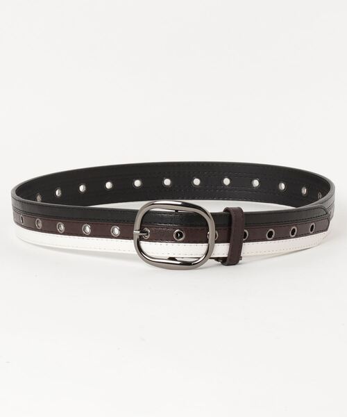 TopIsm（トップイズム）の「フリーサイズホール3ラインアイレットゴルフベルト（ゴルフグッズ・メンズ・ダークブラウン/ベージュ/ブルー・F）」の9枚目の写真