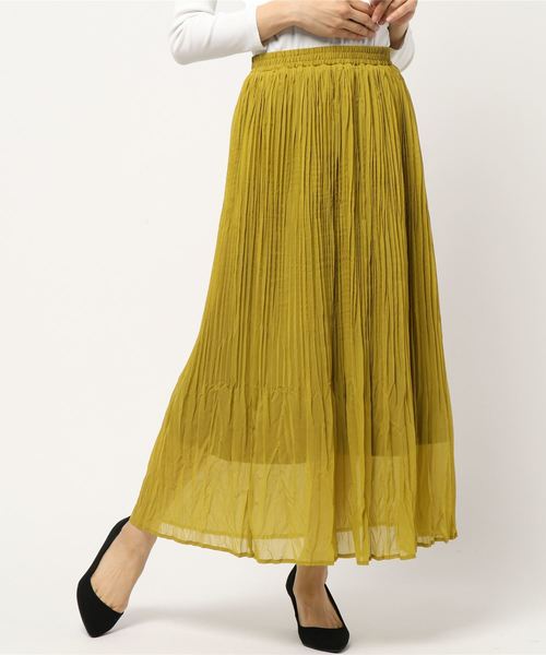 YECCA VECCA(イェッカヴェッカ)の「AS.ランダムプリーツマキシスカート(スカート・レディース・ブラウン/ベージュ系その他/ブルー/イエロー・FREE)」の4枚目の写真