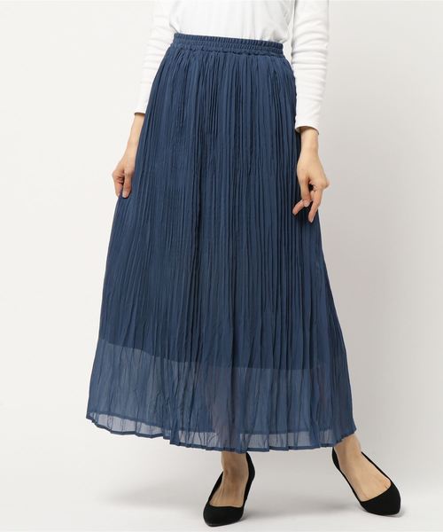 YECCA VECCA(イェッカヴェッカ)の「AS.ランダムプリーツマキシスカート(スカート・レディース・ブラウン/ベージュ系その他/ブルー/イエロー・FREE)」の3枚目の写真