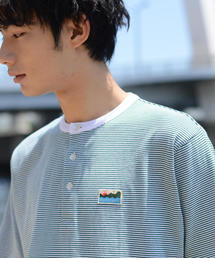 coen | SUNNY SPORTS（サニースポーツ）別注USAコットンヘンリーネックボーダーTシャツ(Tシャツ/カットソー)