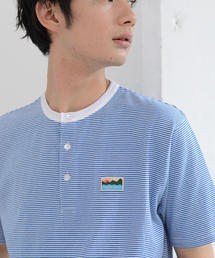 coen | SUNNY SPORTS（サニースポーツ）別注USAコットンヘンリーネックボーダーTシャツ(Tシャツ/カットソー)