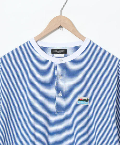 coen（コーエン）の「SUNNY SPORTS（サニースポーツ）別注USAコットンヘンリーネックボーダーTシャツ（Tシャツ/カットソー・メンズ・ベージュ/ケリー/ライトブルー・LARGE/MEDIUM/X-LARGE/SMALL）」の5枚目の写真