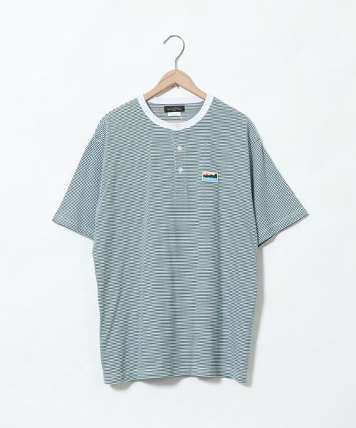 coen（コーエン）の「SUNNY SPORTS（サニースポーツ）別注USAコットンヘンリーネックボーダーTシャツ（Tシャツ/カットソー・メンズ・ベージュ/ケリー/ライトブルー・LARGE/MEDIUM/X-LARGE/SMALL）」の22枚目の写真