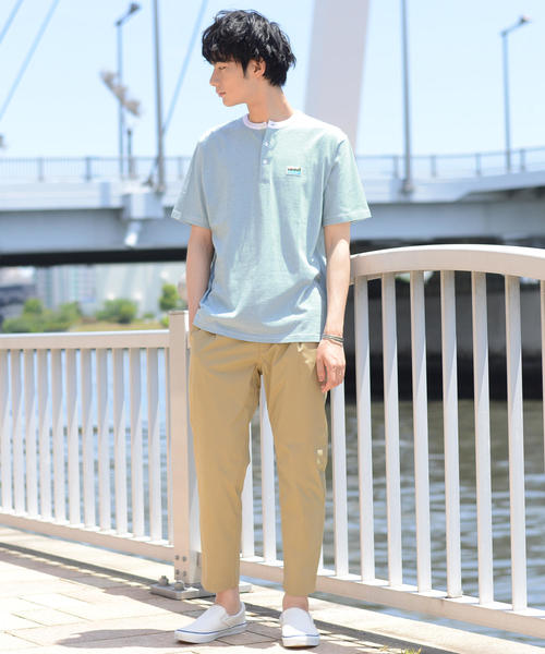 coen（コーエン）の「SUNNY SPORTS（サニースポーツ）別注USAコットンヘンリーネックボーダーTシャツ（Tシャツ/カットソー・メンズ・ベージュ/ケリー/ライトブルー・LARGE/MEDIUM/X-LARGE/SMALL）」の15枚目の写真