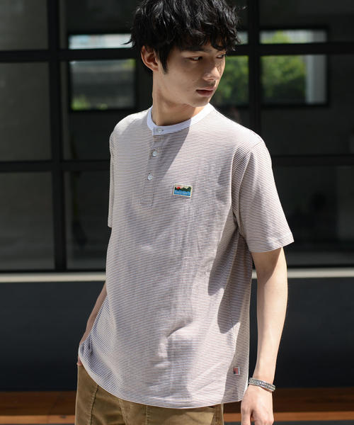 coen（コーエン）の「SUNNY SPORTS（サニースポーツ）別注USAコットンヘンリーネックボーダーTシャツ（Tシャツ/カットソー・メンズ・ベージュ/ケリー/ライトブルー・LARGE/MEDIUM/X-LARGE/SMALL）」の17枚目の写真