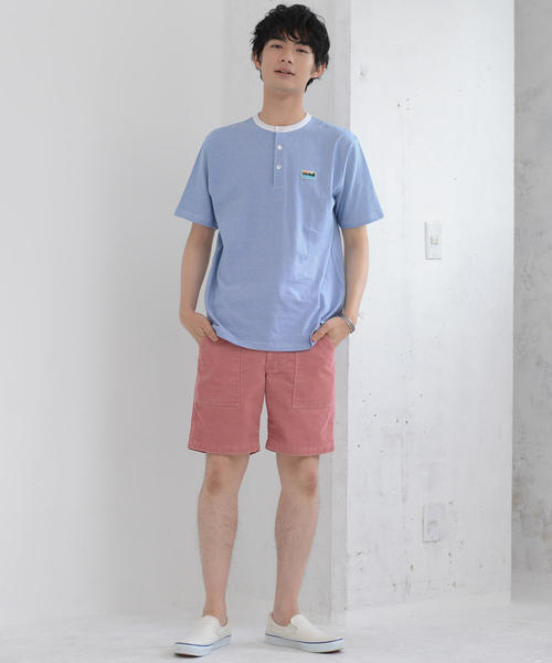 coen（コーエン）の「SUNNY SPORTS（サニースポーツ）別注USAコットンヘンリーネックボーダーTシャツ（Tシャツ/カットソー・メンズ・ベージュ/ケリー/ライトブルー・LARGE/MEDIUM/X-LARGE/SMALL）」の7枚目の写真