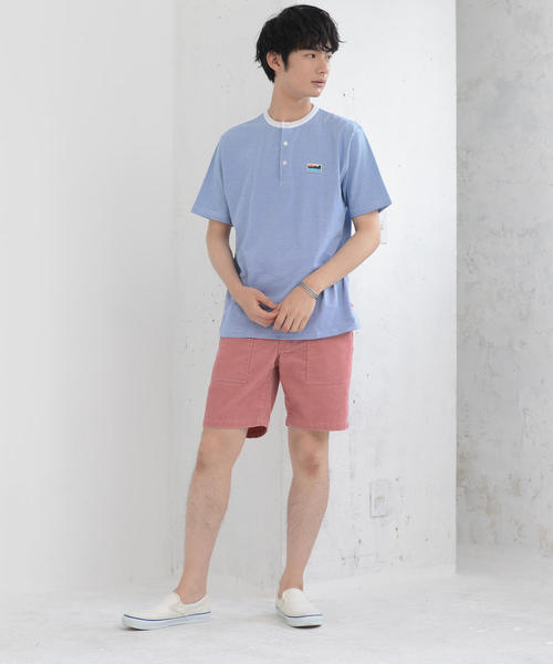 coen（コーエン）の「SUNNY SPORTS（サニースポーツ）別注USAコットンヘンリーネックボーダーTシャツ（Tシャツ/カットソー・メンズ・ベージュ/ケリー/ライトブルー・LARGE/MEDIUM/X-LARGE/SMALL）」の8枚目の写真