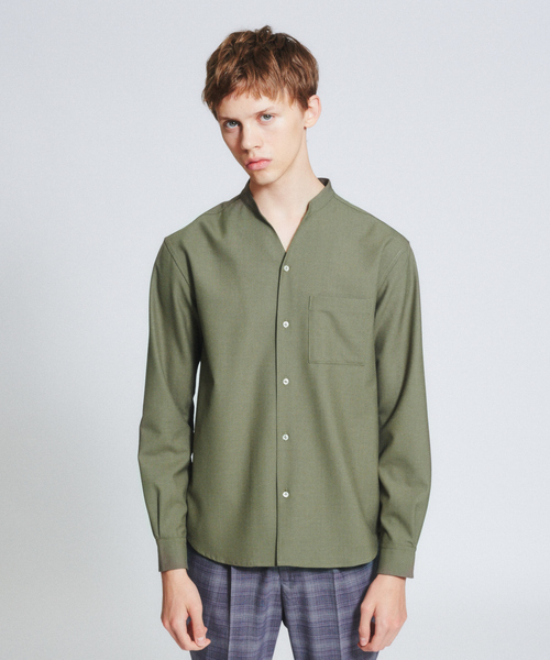 ABAHOUSE(アバハウス)の「【セットアップ対応】平織り Vネック シャツ(シャツ/ブラウス・メンズ・カーキ/パープル系その他/チャコールグレー・44/46/48)」の2枚目の写真