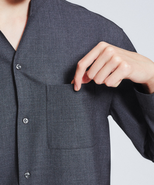 ABAHOUSE(アバハウス)の「【セットアップ対応】平織り Vネック シャツ(シャツ/ブラウス・メンズ・カーキ/パープル系その他/チャコールグレー・44/46/48)」の17枚目の写真