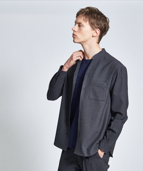 ABAHOUSE(アバハウス)の「【セットアップ対応】平織り Vネック シャツ(シャツ/ブラウス・メンズ・カーキ/パープル系その他/チャコールグレー・44/46/48)」の19枚目の写真