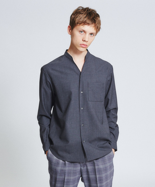 ABAHOUSE(アバハウス)の「【セットアップ対応】平織り Vネック シャツ(シャツ/ブラウス・メンズ・カーキ/パープル系その他/チャコールグレー・44/46/48)」の16枚目の写真