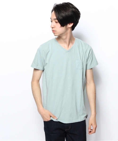 And A（アンドエー）の「TUBE PK VN TEE（Tシャツ/カットソー・メンズ・ホワイト/ブラック/マスタード/レッド/ネイビー/ミント・42/44/40）」の4枚目の写真