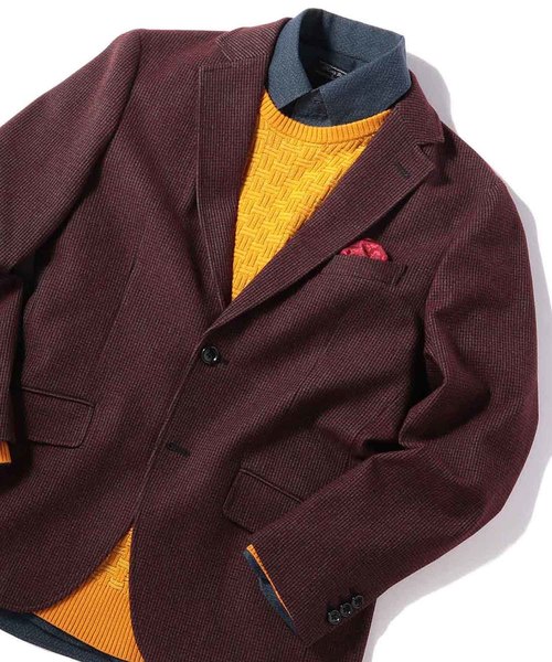 MEN'S BIGI(メンズビギ)の「【俳優 大谷亮平さん着用】セットアップ対応 2WAYストレッチ 両面起毛チェックジャケット(テーラードジャケット)」|ボルドー