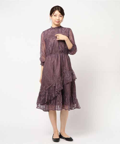 新品 axes femme アクシーズファム「裾フリルAラインワンピース」タグ付き パール 清楚系 コットン風フリルＡラインワンピース | axes femme online shop -outlet-