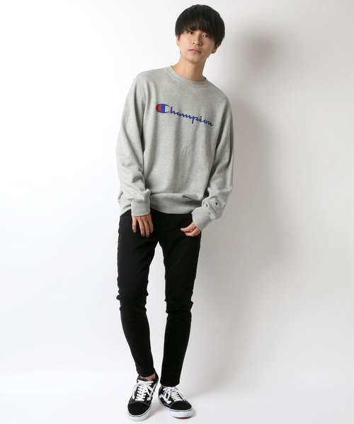 セール ロゴ トレーナー Champion チャンピオン スウェット ロゴ トレーナー クルーネックスウェット スウェット Champion チャンピオン のファッション