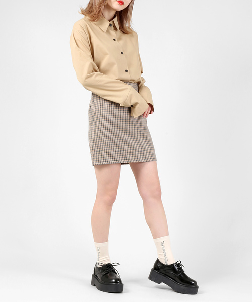DING（ディング）の「DING/チェック柄タイトミニスカート（スカート・レディース・ブラウン/グレー・FREE）」の12枚目の写真