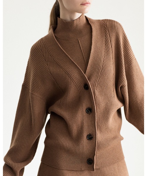 ロングカーディガンセットニットワンピース rienda | アーガイルバイカラーカーディガンセットニットワンピース