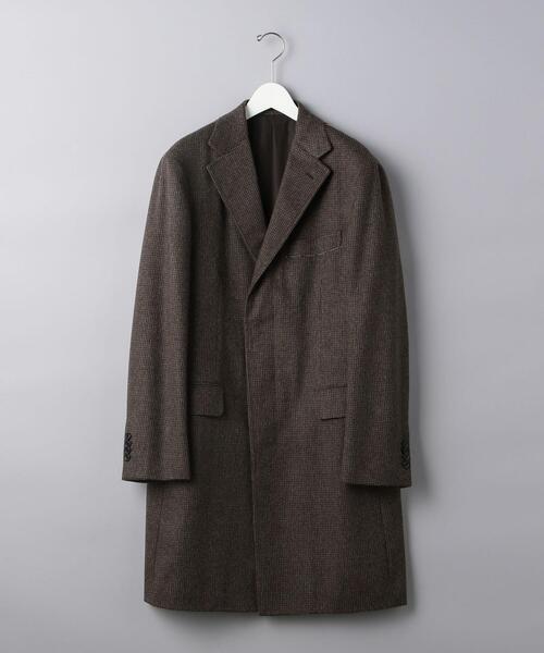 UNITED ARROWS チェスターコート ブラウン ハウンドトゥース UNITED