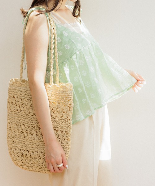 flower（フラワー）の「ソフトクロシェトート（かごバッグ・レディース・ベージュ/ブラウン/アイボリー・FREE）」の16枚目の写真