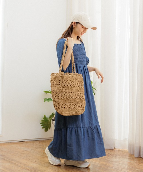 flower（フラワー）の「ソフトクロシェトート（かごバッグ・レディース・ベージュ/ブラウン/アイボリー・FREE）」の13枚目の写真