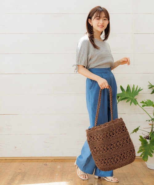 flower（フラワー）の「ソフトクロシェトート（かごバッグ・レディース・ベージュ/ブラウン/アイボリー・FREE）」の14枚目の写真