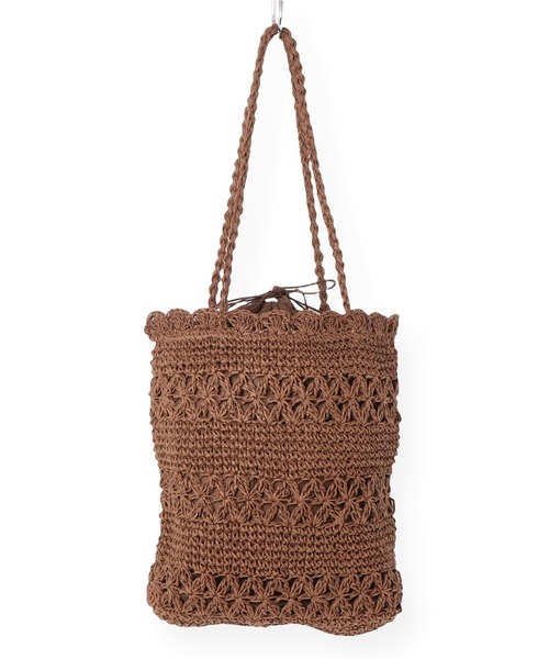 flower（フラワー）の「ソフトクロシェトート（かごバッグ・レディース・ベージュ/ブラウン/アイボリー・FREE）」の7枚目の写真