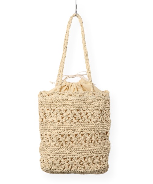 flower（フラワー）の「ソフトクロシェトート（かごバッグ・レディース・ベージュ/ブラウン/アイボリー・FREE）」の6枚目の写真