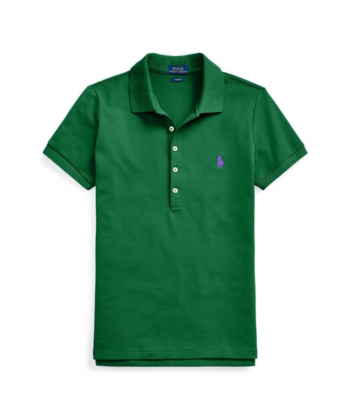 POLO RALPH LAUREN(ポロ ラルフ ローレン)の「スリム フィット ストレッチ ポロシャツ(ポロシャツ・レディース・グリーン・LARGE/X-LARGE/SMALL/X-SMALL/MEDIUM)」の1枚目の写真
