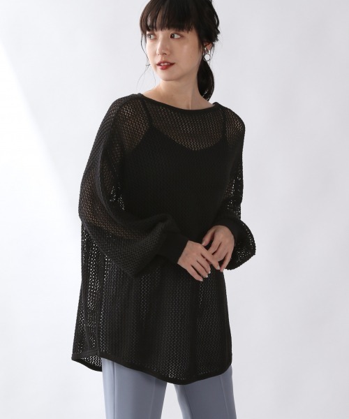 LOWRYS FARM（ローリーズファーム）の「メッシュプルオーバーＬＳ　892898（ニット/セーター・レディース・ブラック/バーガンディー/ベージュ・FREE）」の2枚目の写真